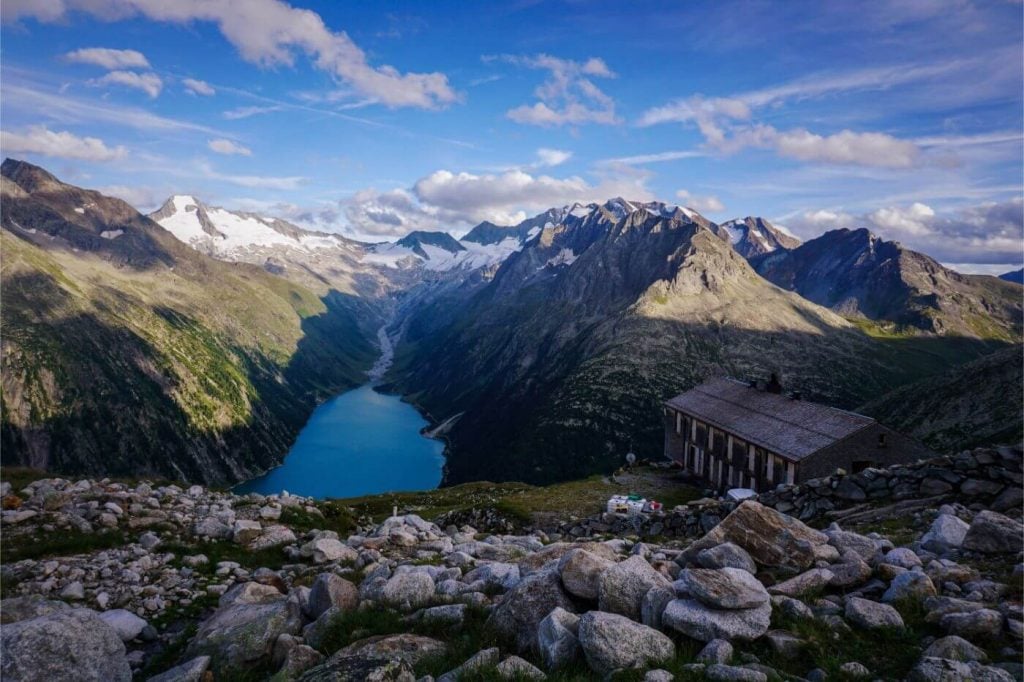 Olpererhütte - mountain refuge along the Berlin High Trail, Zillertal Alps, Austria