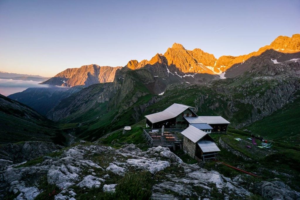 Hut to Hut Hiking in the Alps, Alps in Summer - Lechtal Alps mountain hut