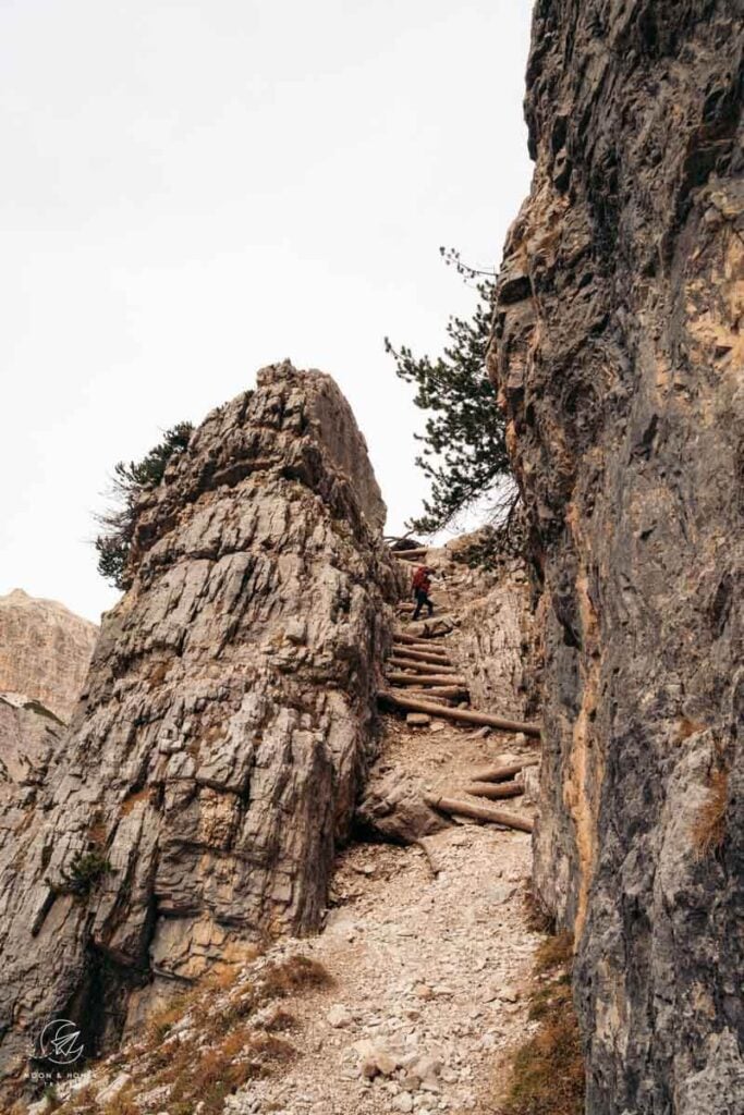 Timber-bolstered trail, Tofana di Rozes