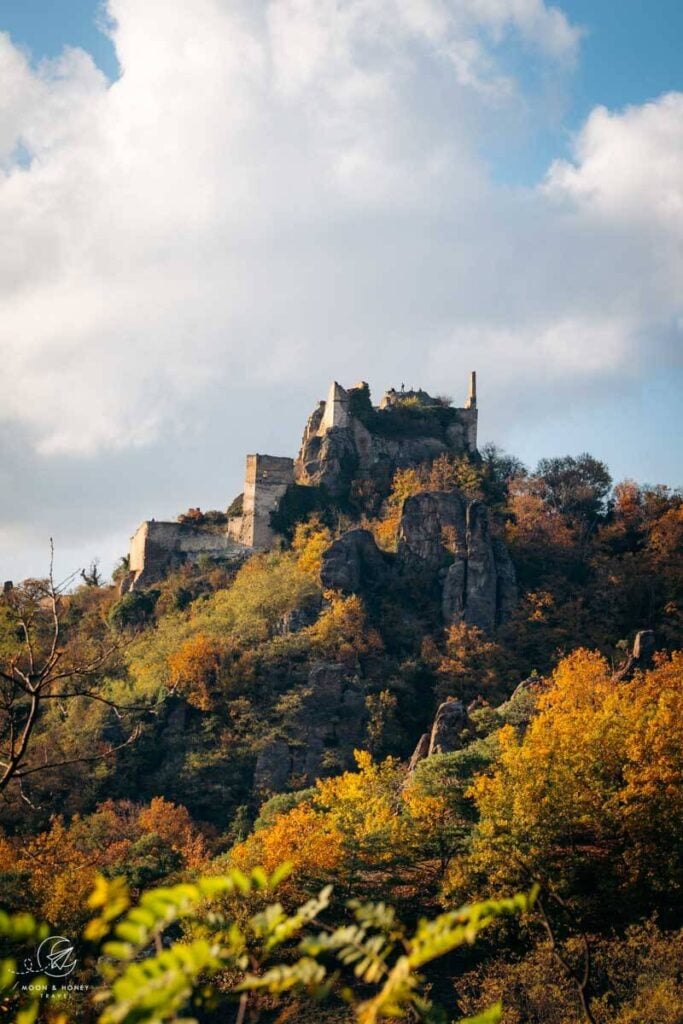 Dürnstein Castle Ruins in Fall, Dürnstein to Krems hike, Wachau Valley, Austria