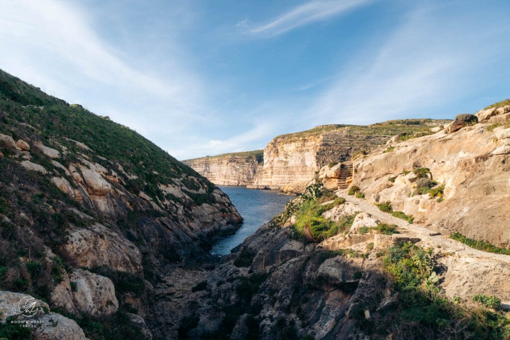 Xlendi Tower and Xlendi Bay walking path, Gozo Island, Malta