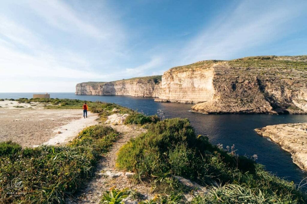 Xlendi Tower, Ras il-Bajda cliffs, Gozo Island, Malta