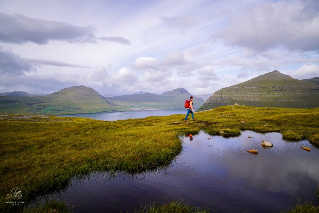 Peat field along Klakkur Hike in Klaksvík, Faroe Islands