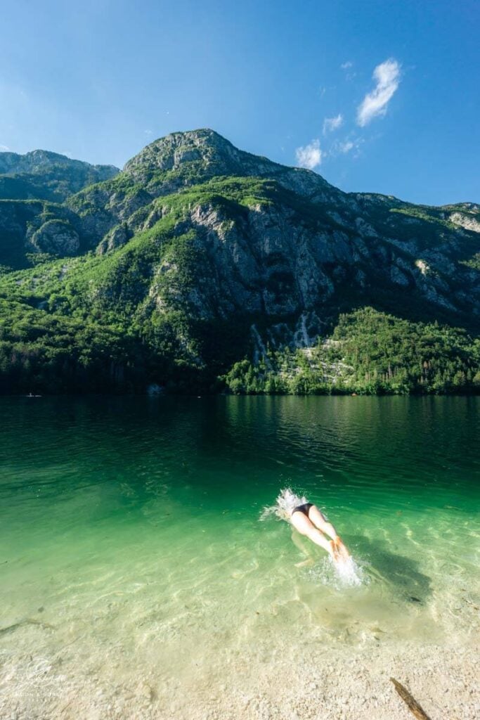 Swimming in Lake Bohinj: best swim spot