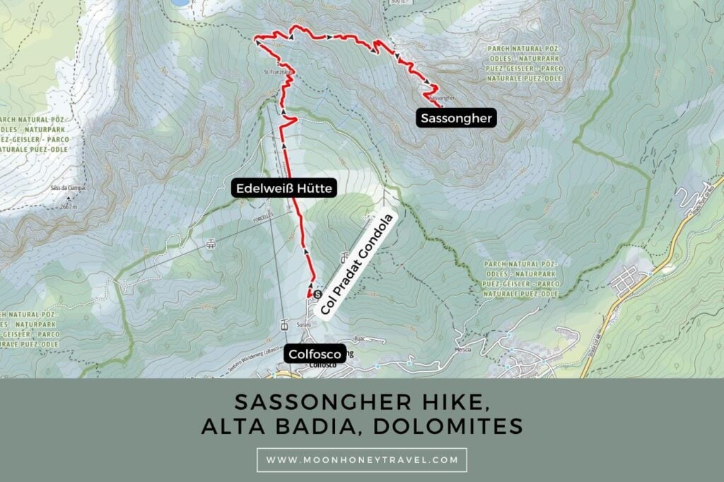 Sassongher Hiking Map, Alta Badia, Dolomites