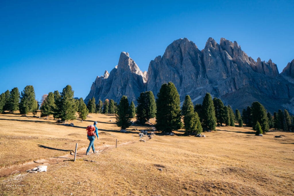 Adolf Munkel Trail in early November, Val di Funes, Dolomites