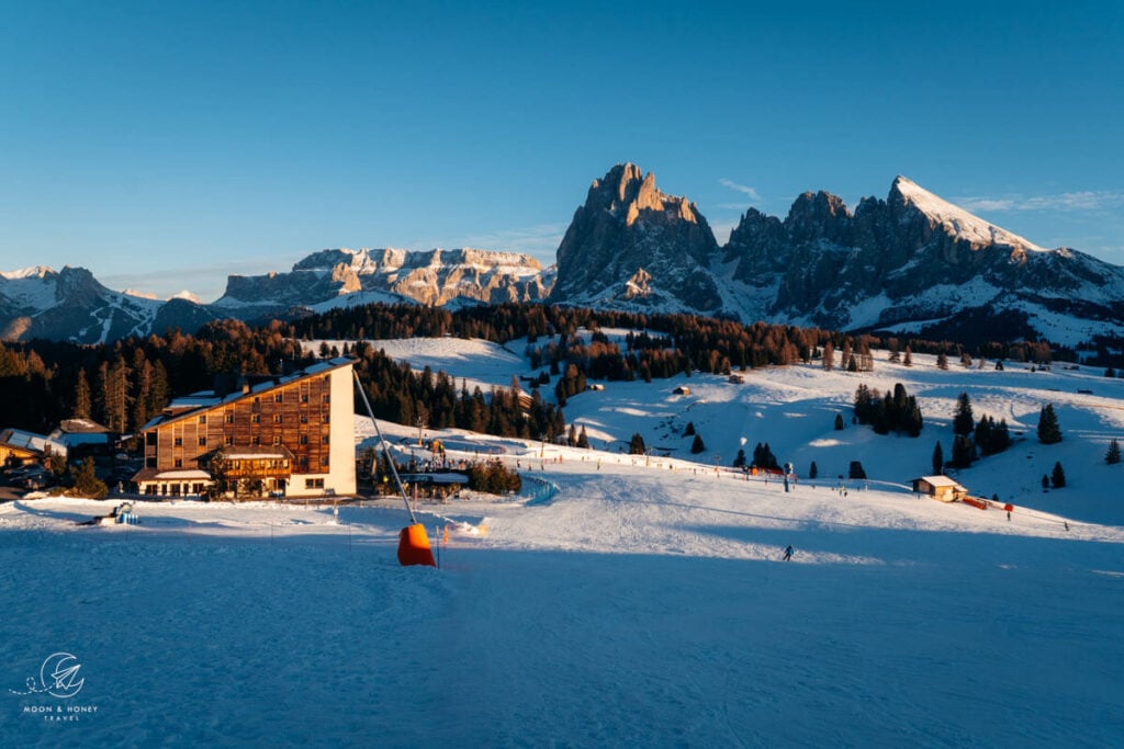 Sporthotel Sonne Alpe di Siusi in winter, Dolomites