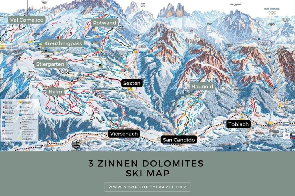 3 Zinnen Dolomites Ski Map