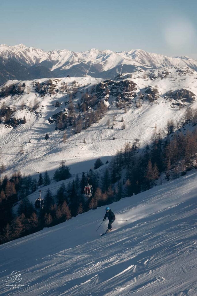 Skiing down Kronplatz Ski Resort, Dolomites