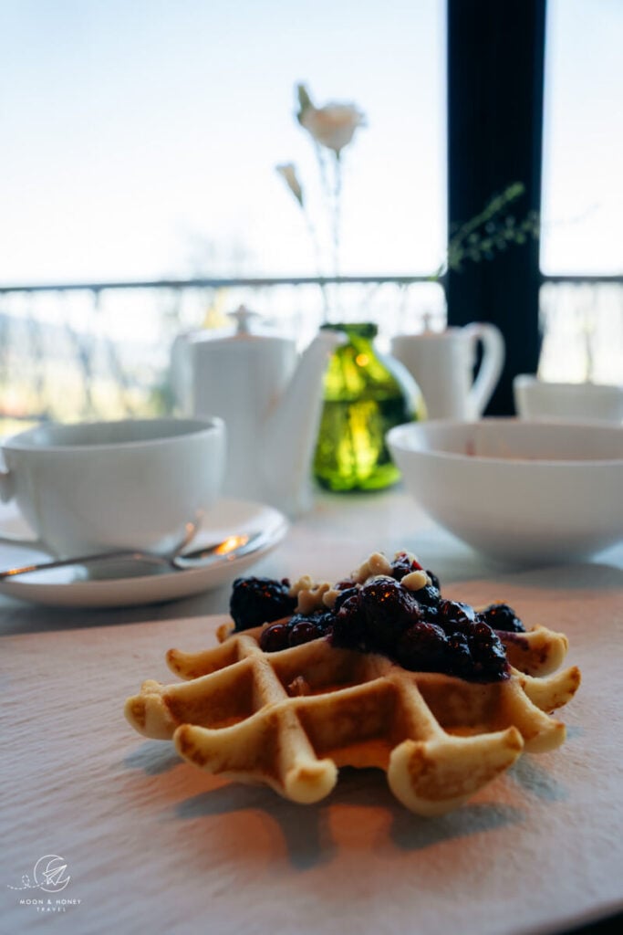 breakfast at My Arbor honeymoon, Dolomites