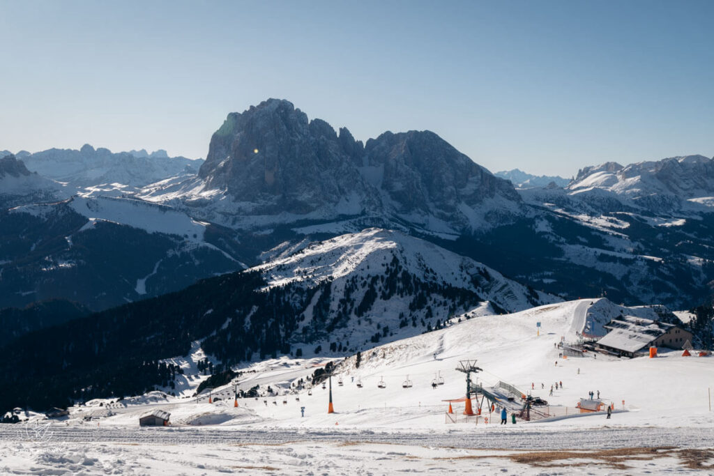 Seceda Alp Ski Area in Winter