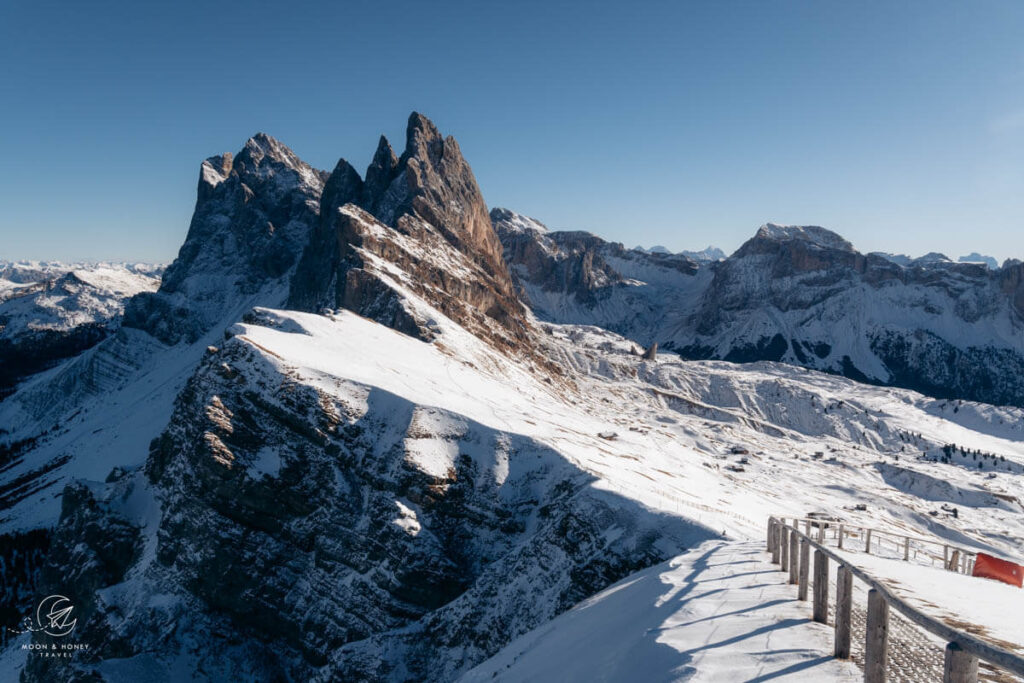 Seceda Ridge Path in Winter