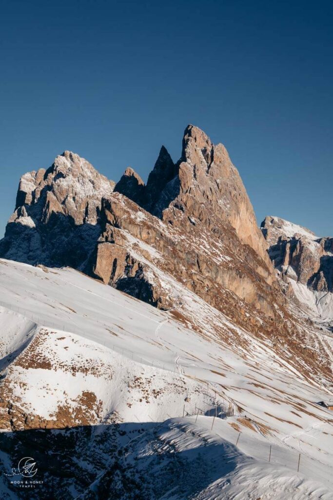 Fermeda Peaks in Winter, Seceda, Dolomites