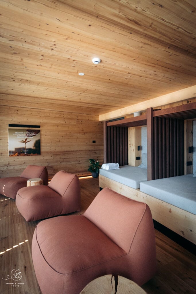 X Alp Hotel spa relaxation room, Val di Fassa, Dolomites