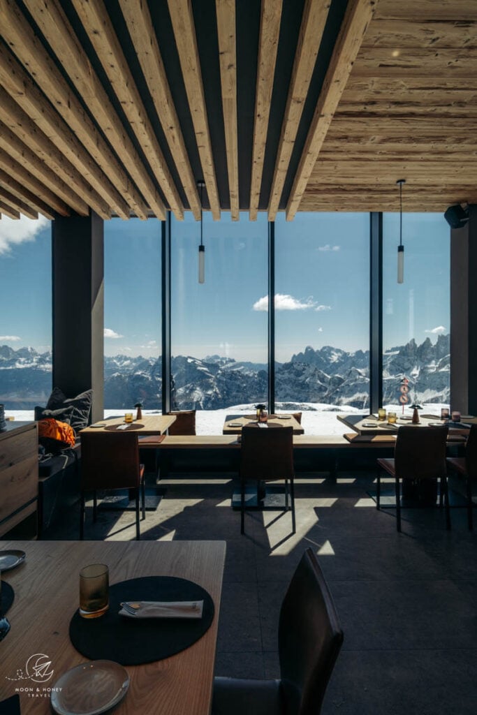 InAlto Alfio Ghezzi Dolomites ski hut view of Pale di San Martino
