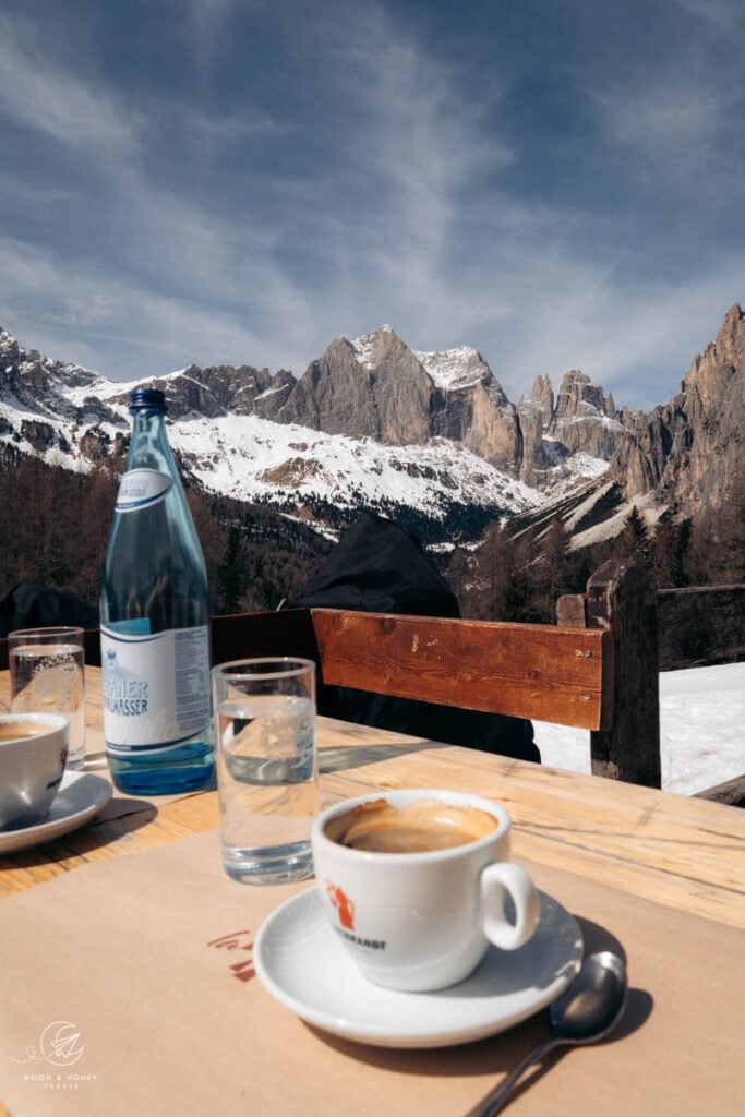 Ciampedie Rifugio Coffee, Val di Fassa Ski Resort, Dolomites