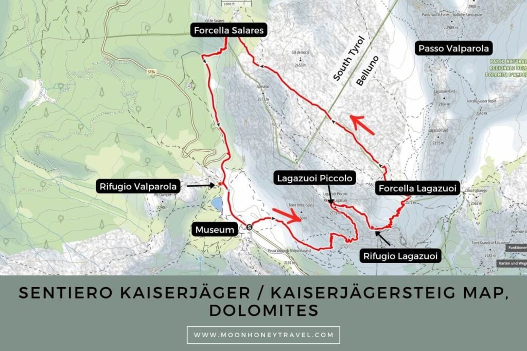 Sentiero Kaiserjäger Kaiserjägersteig map