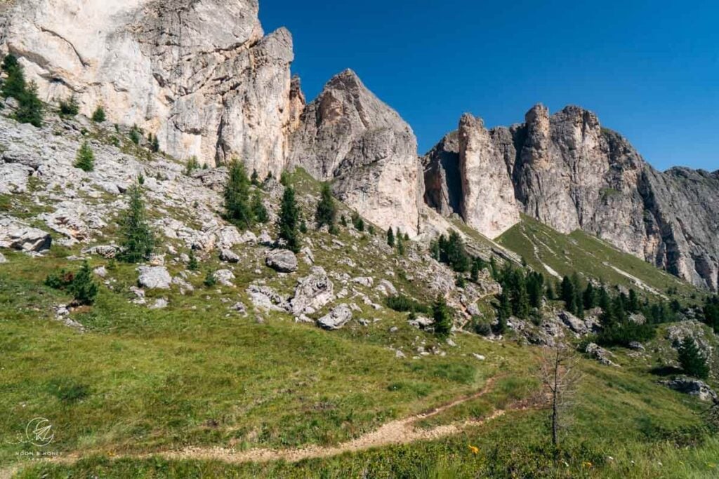 Vertical towers of Monte Castello, Setsas Circuit Trail, Dolomites