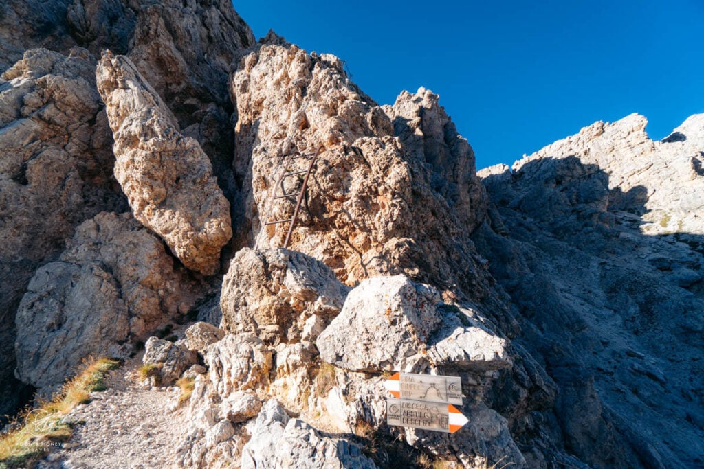 Via Ferrata Piccolo Cir escape route, Dolomites
