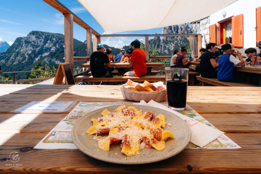 Lunch at Rifugio Carestiato, Alta Via 1, Dolomites