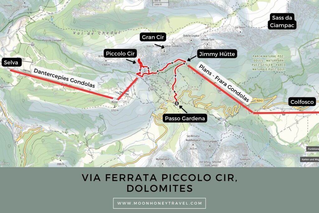 Via Ferrata Piccolo Cir Map